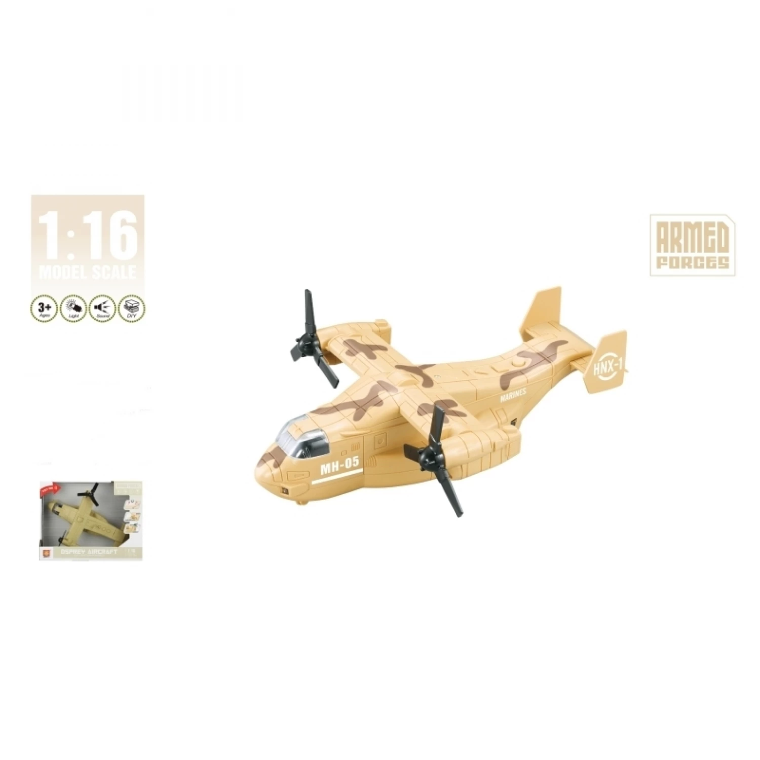 Avion 1:16 Vojni Sivi Sa Zvukom I Svetlom WY491B