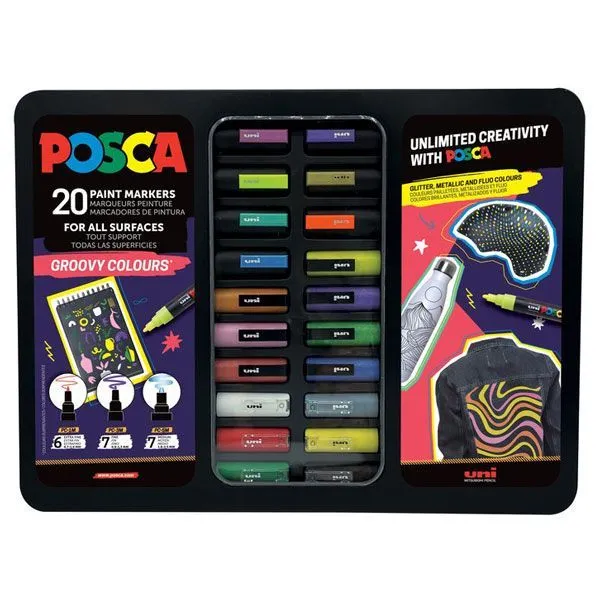 Uni Gift Set Posca U Metal.kutiji 20kom Groovy Colours