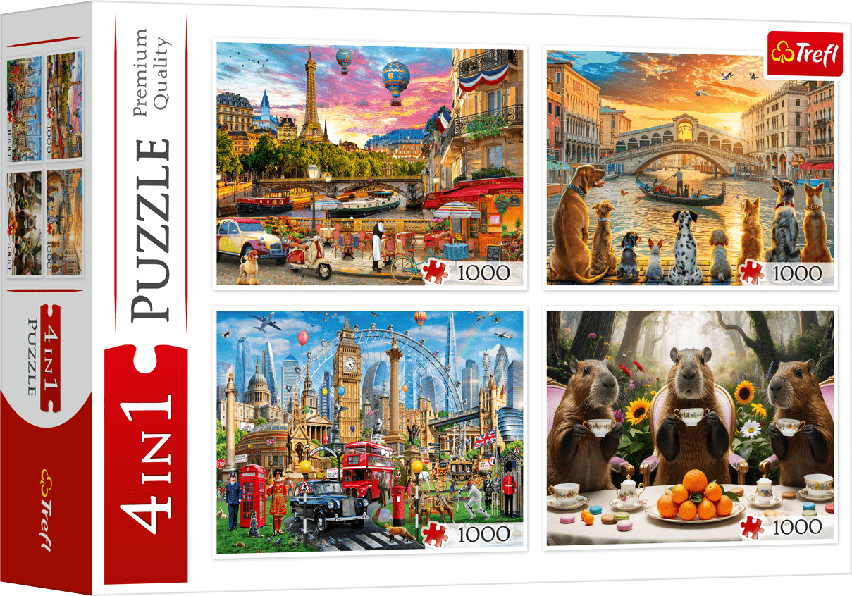 Puzzle 4x1000 Painted Towns + Capibaras 94068 Trefl