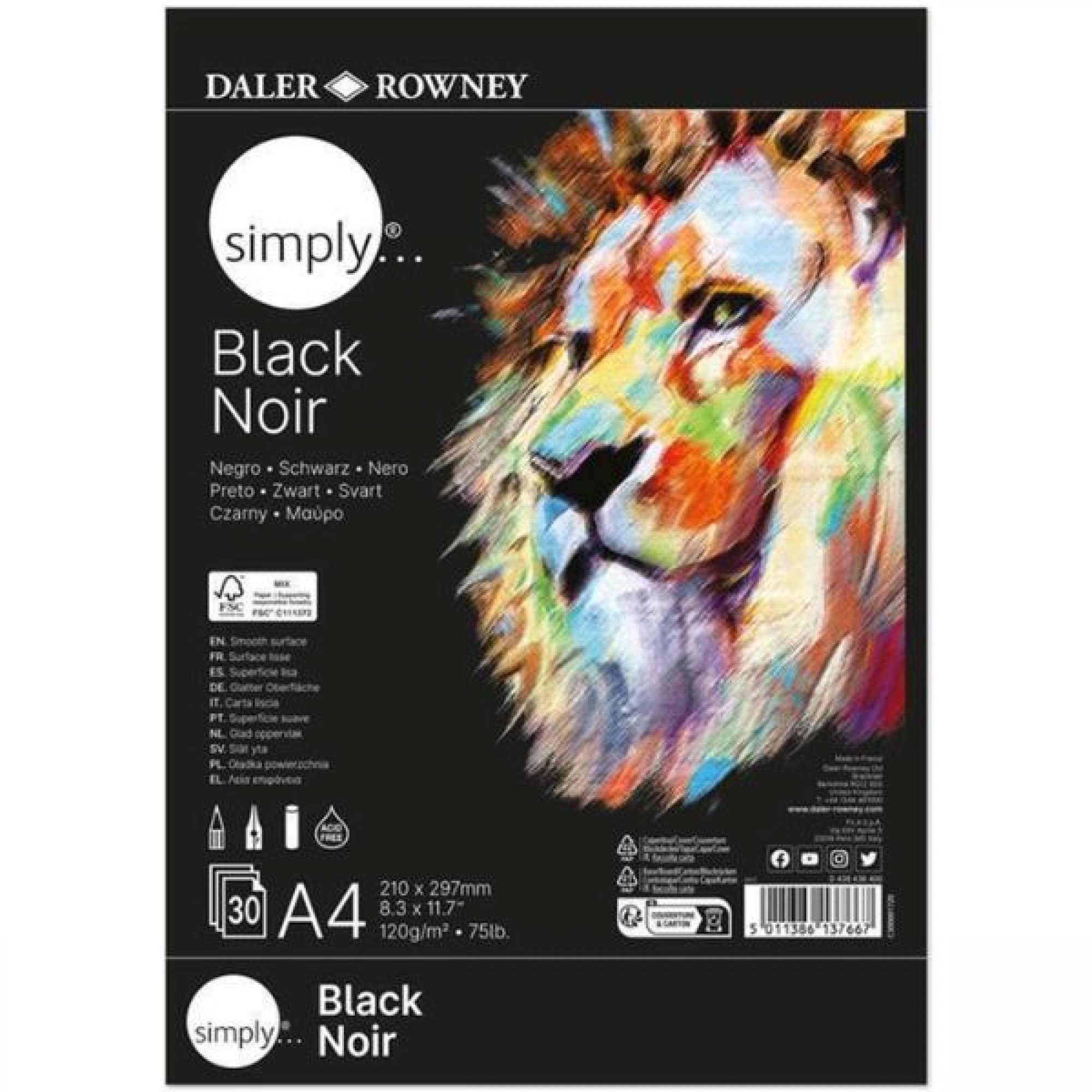 Blok Simply Black Paper  Pad A4 30L 160g 438436400