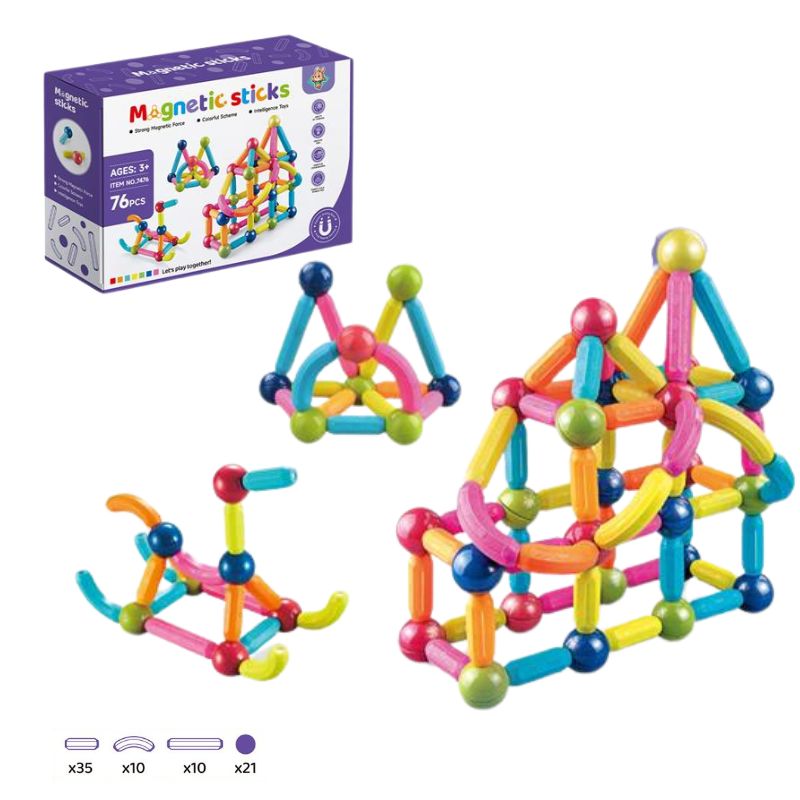 Magnetne Kocke/štapići Za Slaganje 76pcs 11/43749 Milenijum