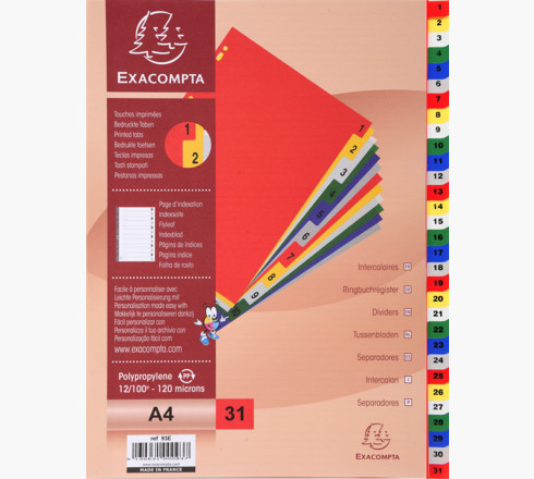 Razdjelnik A4 1-31 Bijeli 93E